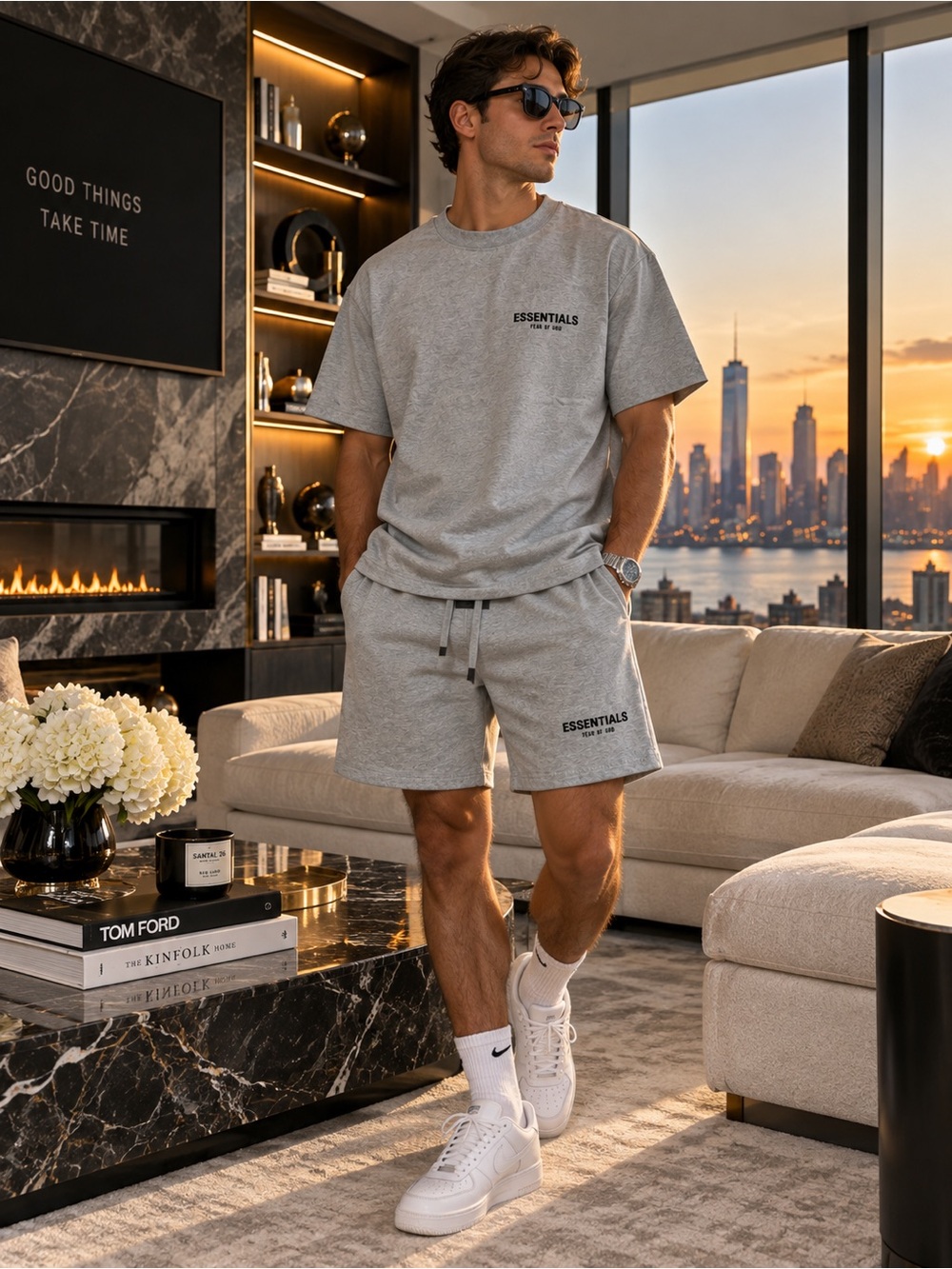NWOT Fear of God ESSENTIALS Gray T-Shirt & Shorts Set Men’s S